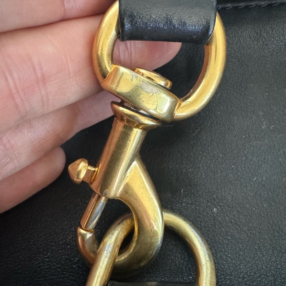 Rebecca Minkoff Black Leather Mini MAC Crossbody Bag Gold Tone Hardware - Picture 5 of 13